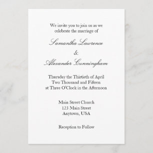 White Plain Simple Wedding Invitation