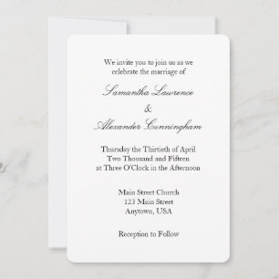 White Plain Simple Wedding Invitation