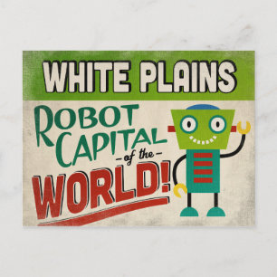 White Plains New York Robot - Funny Vintage Postcard