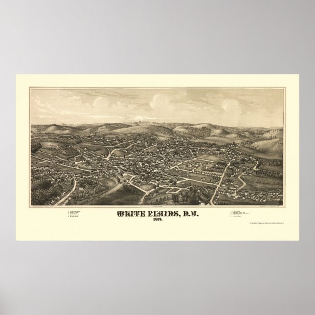 White Plains, NY Panoramic Map - 1887 Poster (Front)