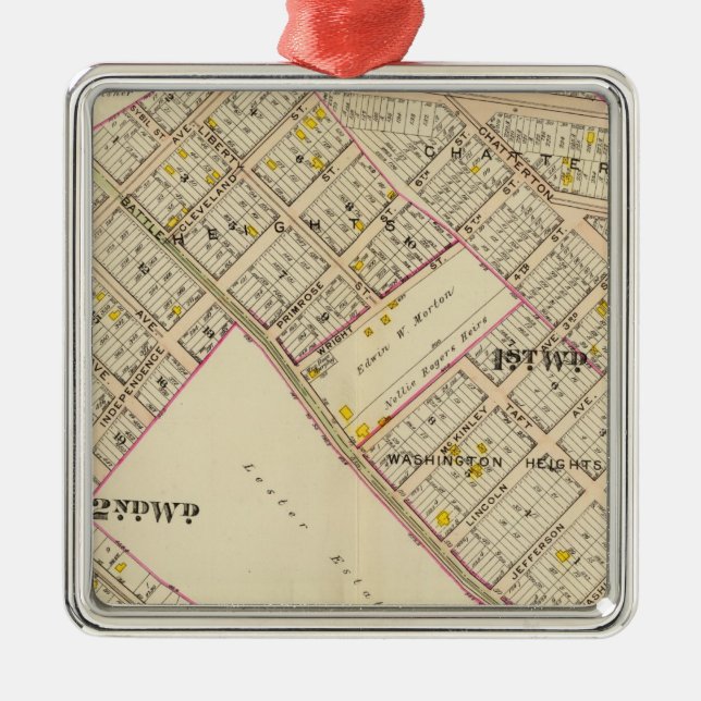 White Plains wards 1-2, New York Metal Ornament (Front)