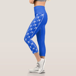 White Plane Airplane Aviation Fly Airways Capri Leggings