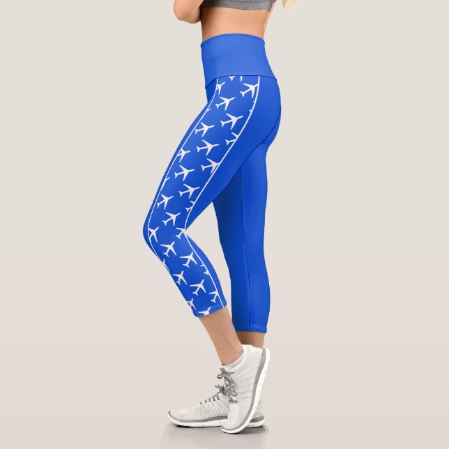 White Plane Airplane Aviation Fly Airways Capri Leggings (Left)