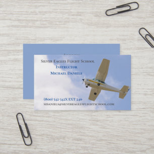 White Plane Flight School Instructor Pilot  Business Card