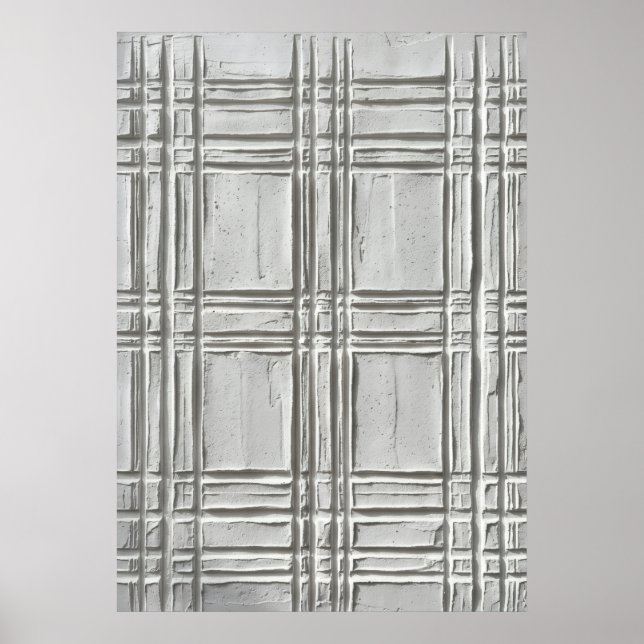 White Plaster Relief Tartan Plaid Textured 3D Mini Poster (Front)