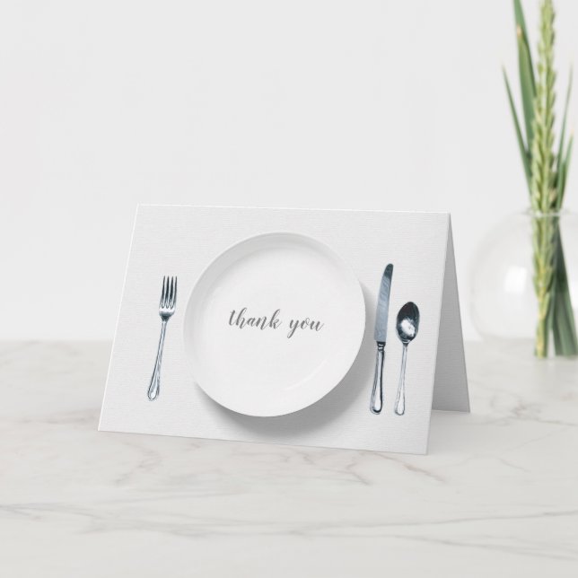 white plate with silverware thank you card (Front)