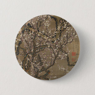 White Plum Blossoms and Moon by Ito Jakuchu 2 Inch Round Button