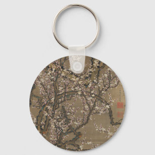 White Plum Blossoms and Moon by Ito Jakuchu Keychain