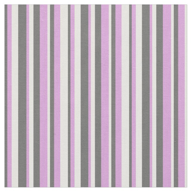 White, Plum & Dim Grey Stripes/Lines Pattern Fabric (Close Up)