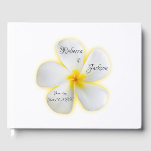 White Plumeria Flower, Wedding, Guest Book