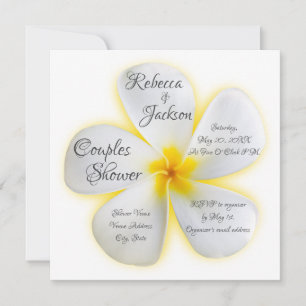 White Plumeria Flower, Yellow, Couples Shower, Invitation