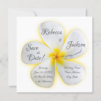White Plumeria Flower, Yellow, Wedding, Save Date