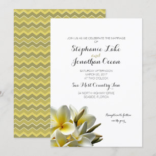 White Plumeria Hawaiian Flowers Wedding Invitation