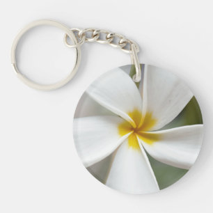 White Plumeria - Macro Portrait Keychain
