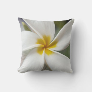 White Plumeria - Macro Portrait Throw Pillow