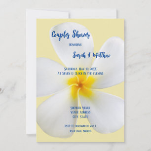 White Plumeria on Yellow, Floral, Couples Shower Invitation
