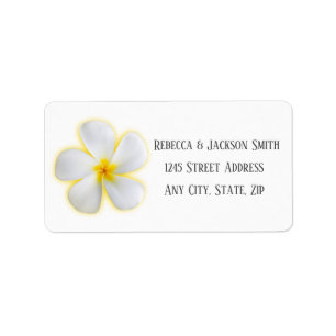 White Plumeria with Yellow, Address, Label