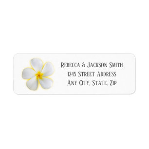 White Plumeria with Yellow, Address, Label