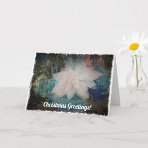 White Poinsettia Christmas Flower Ornament Holiday Card