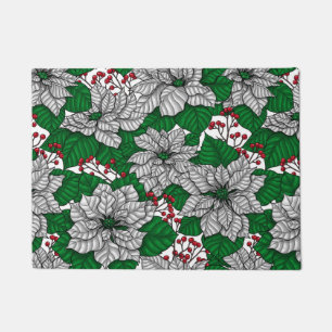 White poinsettia, Christmas pattern Doormat