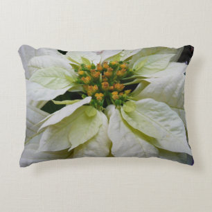 White Poinsettia Elegant Christmas Holiday Floral Accent Pillow