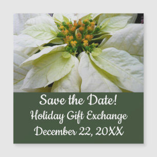 White Poinsettia Elegant Christmas Save the Date