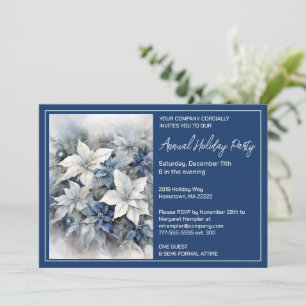 White Poinsettia Holiday Party Invitation