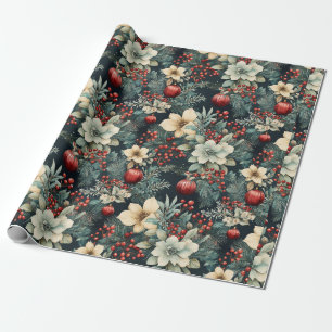 White Poinsettia Holiday  Wrapping Paper