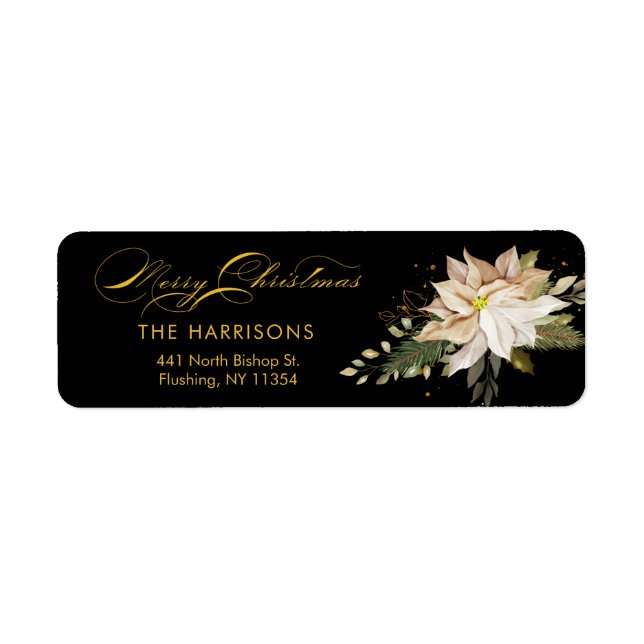 White Poinsettia & Joyeuse calligraphie de Noël (Devant)