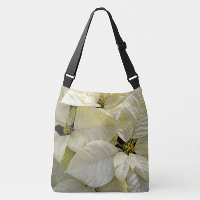 White Poinsettias Crossbody Bag (Front)