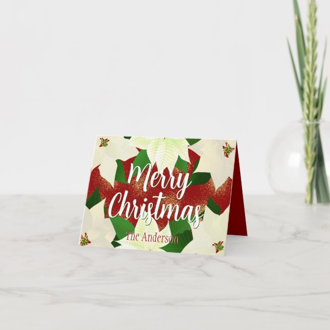 White Poinsettias Holiday Card (Front)