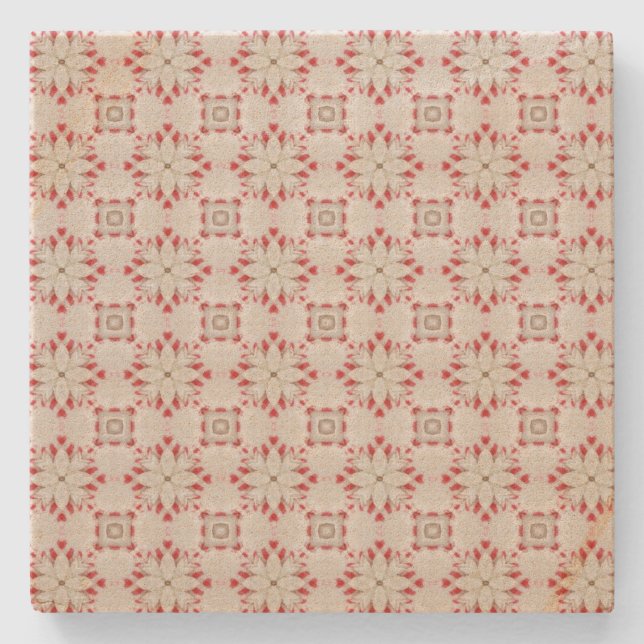 White Poinsettias Pattern Christmas Stone Coaster (Front)