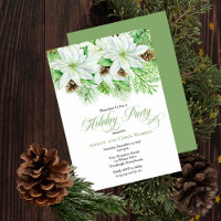 White Poinsettias | Pinecones Pine Holiday Party