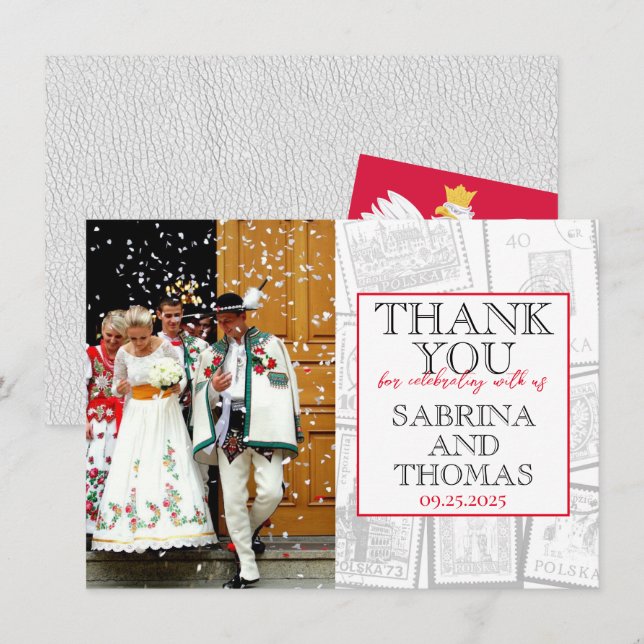 White Poland Wedding Photo Thank You (Front/Back)