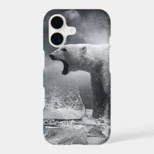 White Polar Bear Hunter on the Ice in water