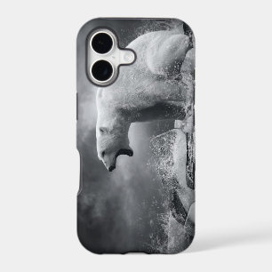 White Polar Bear Hunter on the Ice in water
