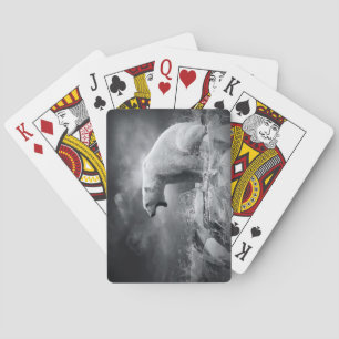 White Polar Bear Hunter on the Ice in water Playing Cards