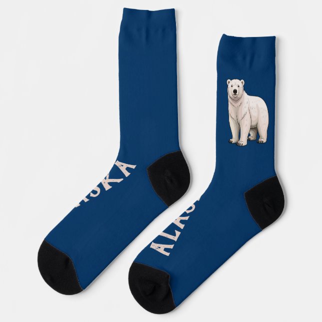 White Polar Bear on Blue Alaska Socks (Left)