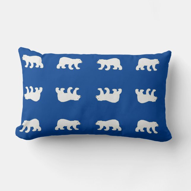 White Polar Bear Pattern Lumbar Pillow (Front)