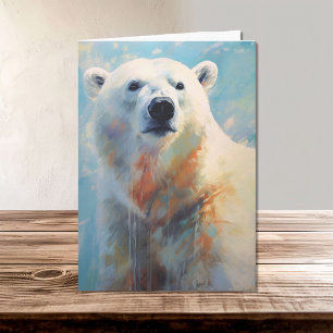 White Polar Bear Portrait in Cool Tones Card