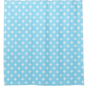 White polka crosses on baby blue