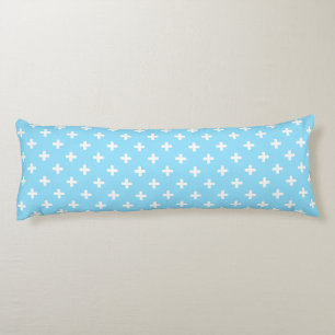 White polka crosses on baby blue body pillow