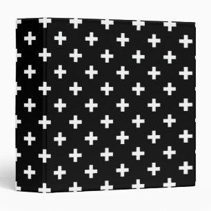 White polka crosses on black binder