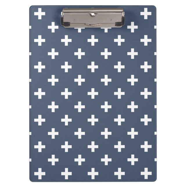 White polka crosses on blue-gray clipboard (Front)