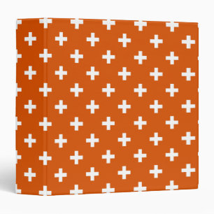 White polka crosses on burnt orange binder