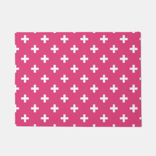 White polka crosses on fuchsia doormat