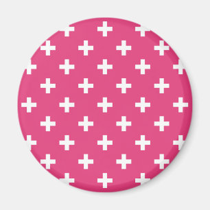 White polka crosses on fuchsia magnet