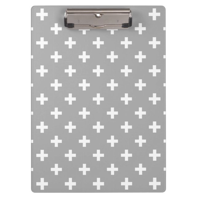 White polka crosses on gray clipboard (Front)
