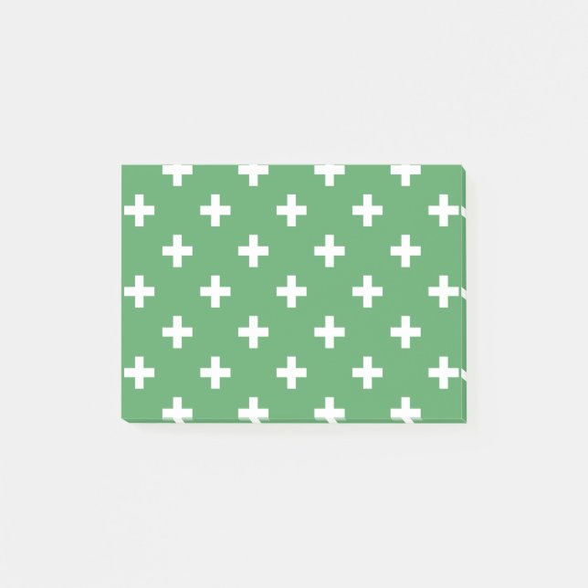 White polka crosses on green post-it notes (Front)