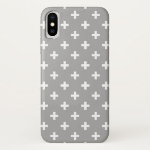 White polka crosses on grey Case-Mate iPhone case